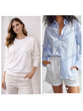 NWT Unsubscribed White Full Sweatshirt/Dolphin Shorts Set Sz Small